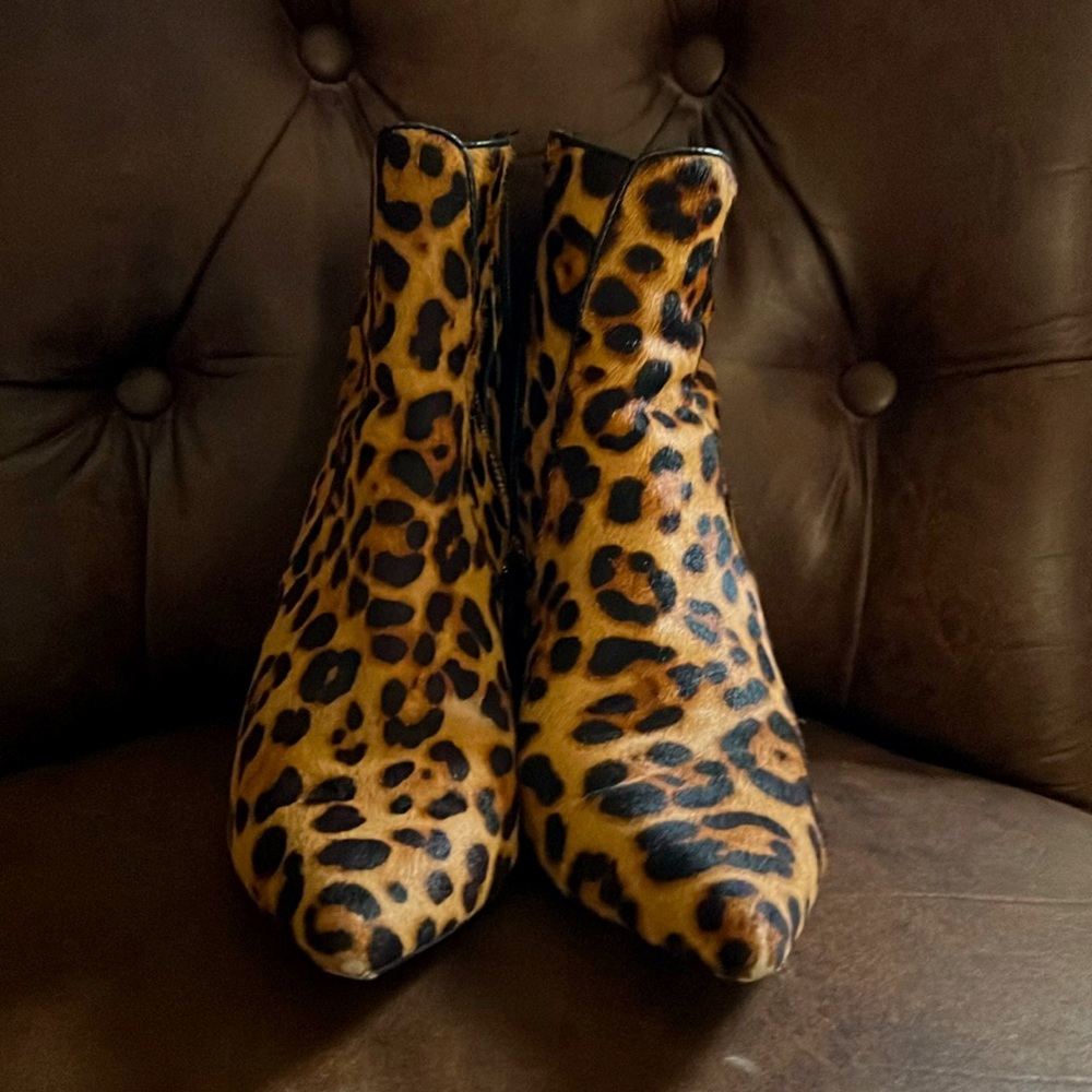 Rachel Zoe calf-hair leopard-print ankle booties